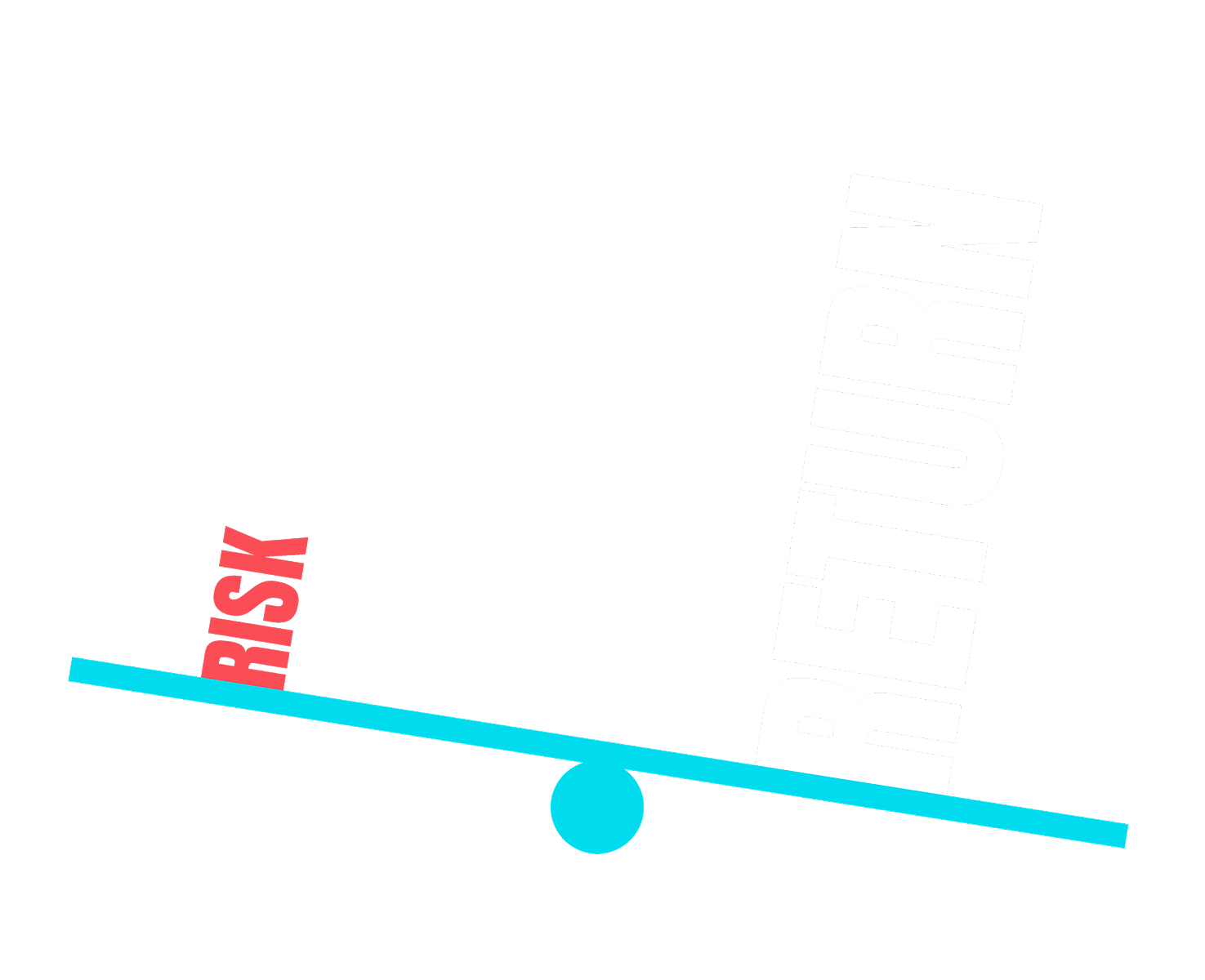 Seesaw weighing risk against return, illustrating the balance at the heart of credit decisions